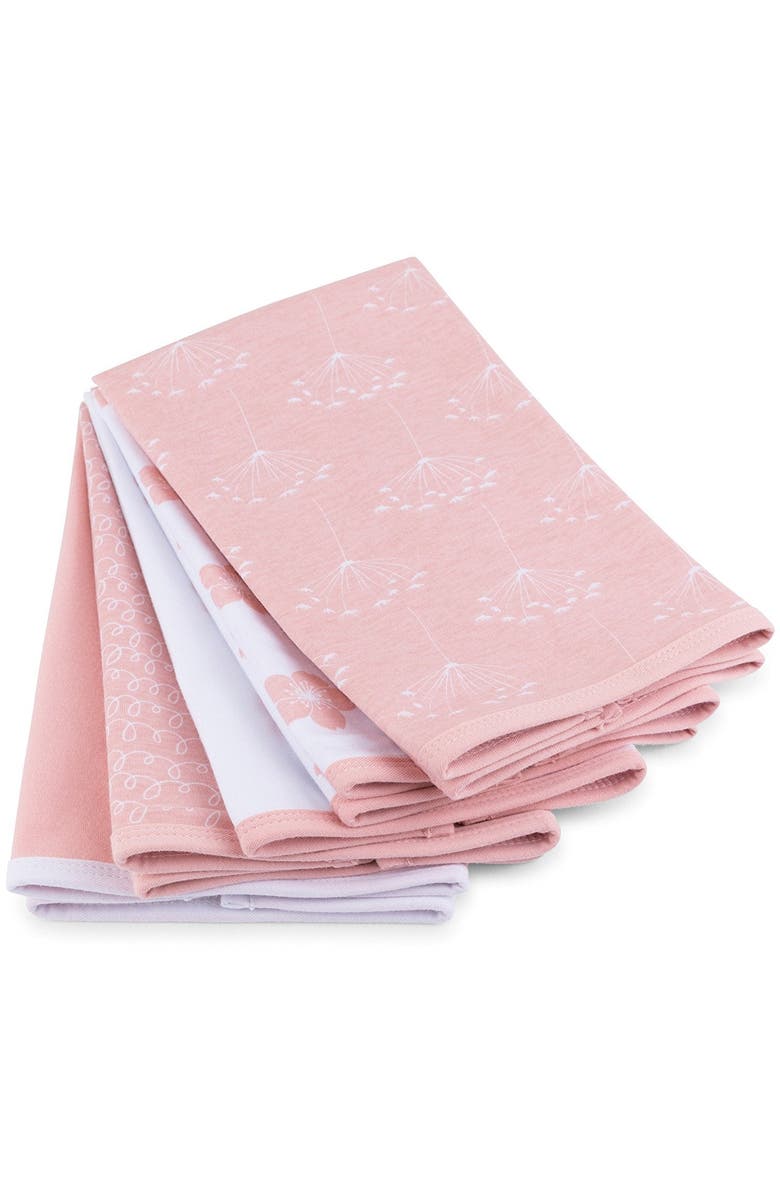 Ely's & Co. Waterproof Reversible Baby Burp Cloths 5 Piece Set, Alternate, color, Pink Combo