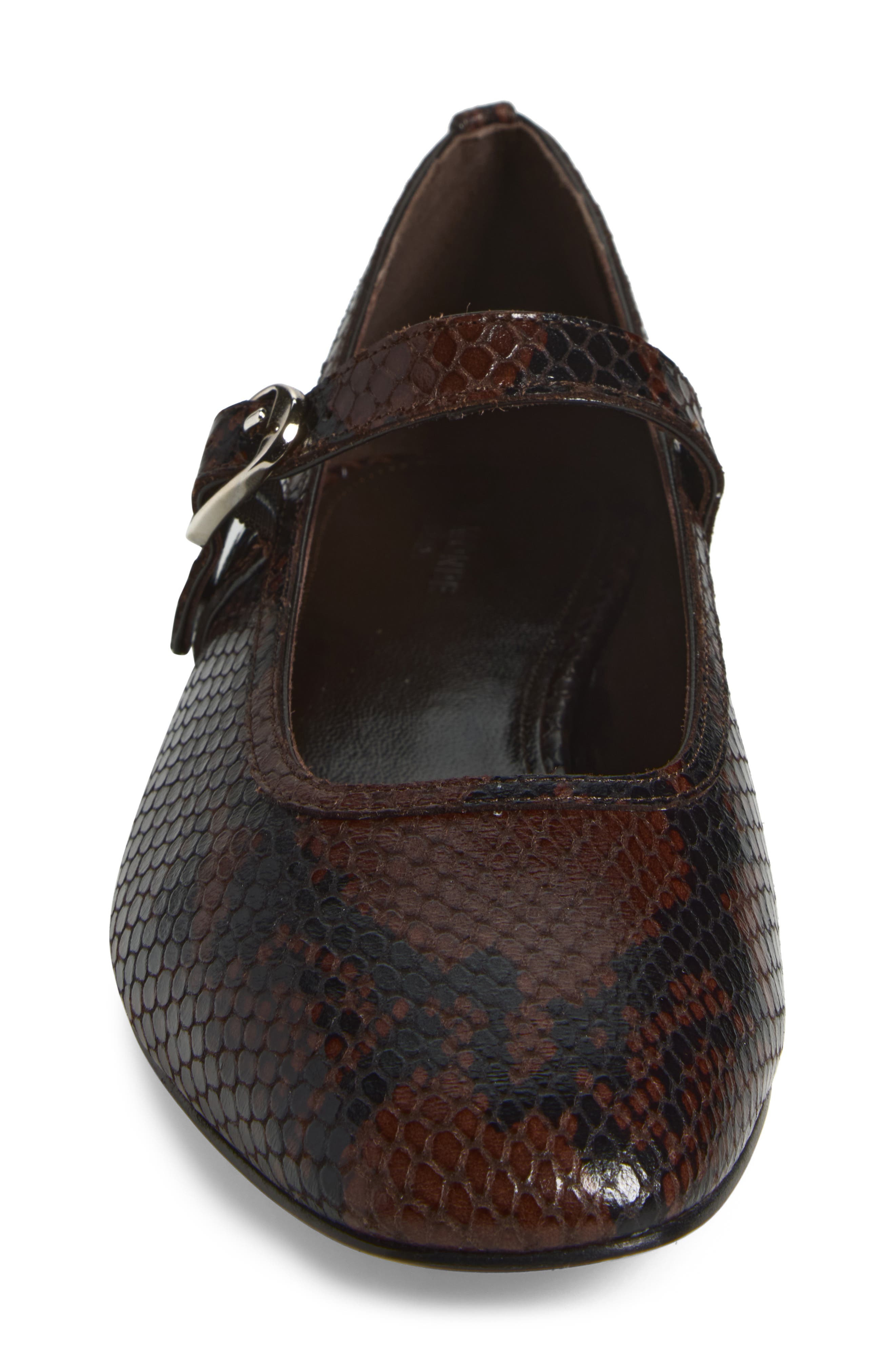 Mary Jane Snake Embossed Ballet Flat, Alternate, color, BROWN