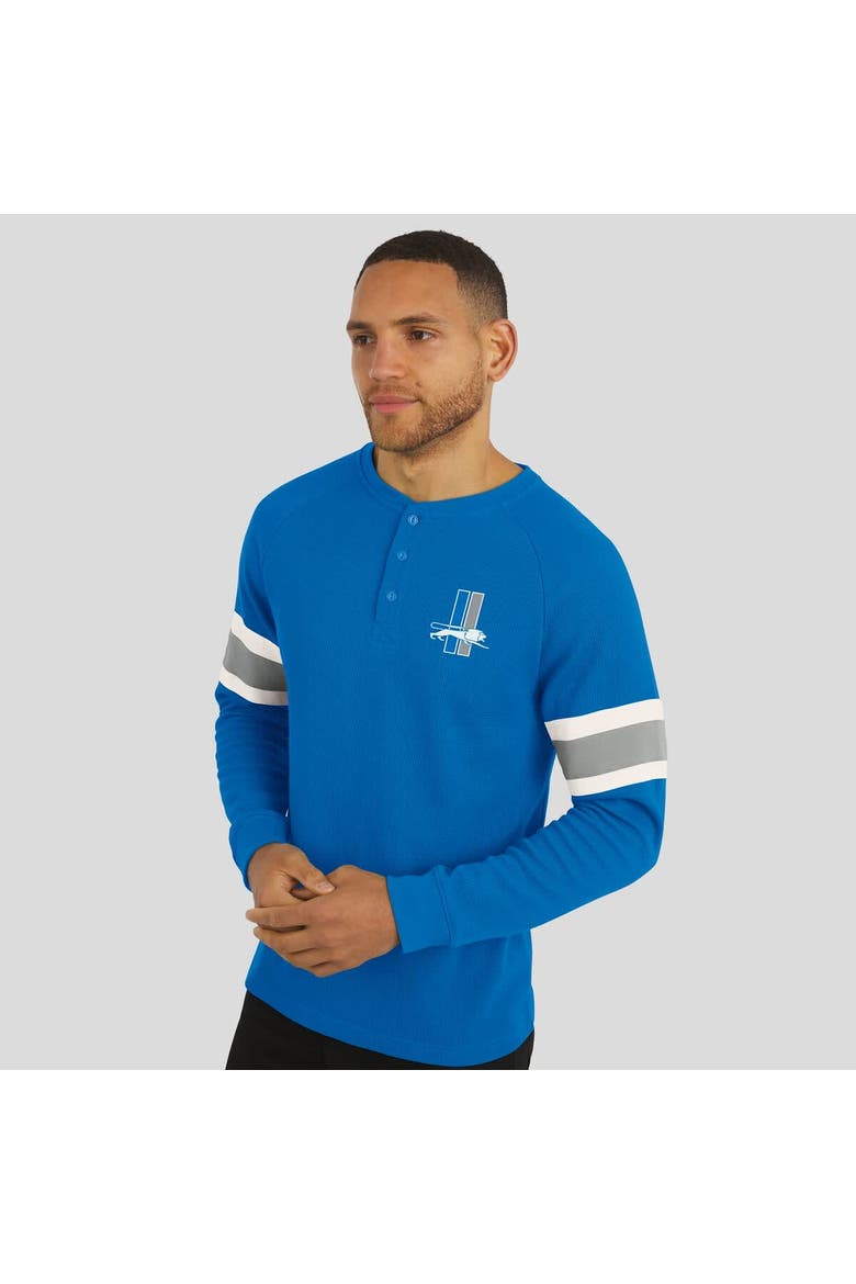 Men's Darius Rucker Collection by Fanatics Blue Detroit Lions Waffle-Knit Raglan Long Sleeve Henley T-Shirt, Alternate, color, Blue