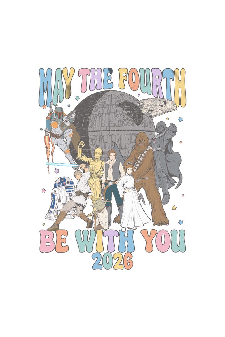 Men's May The Fourth Be 2026 Short Sleeve Graphic T-Shirt, Alternate, color, White