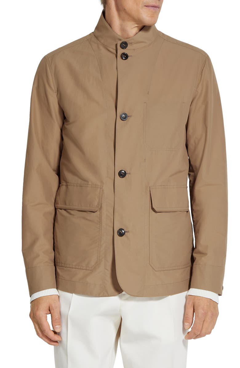 ZEGNA Water Repellent Cotton & Nylon Jacket, Main, color, 