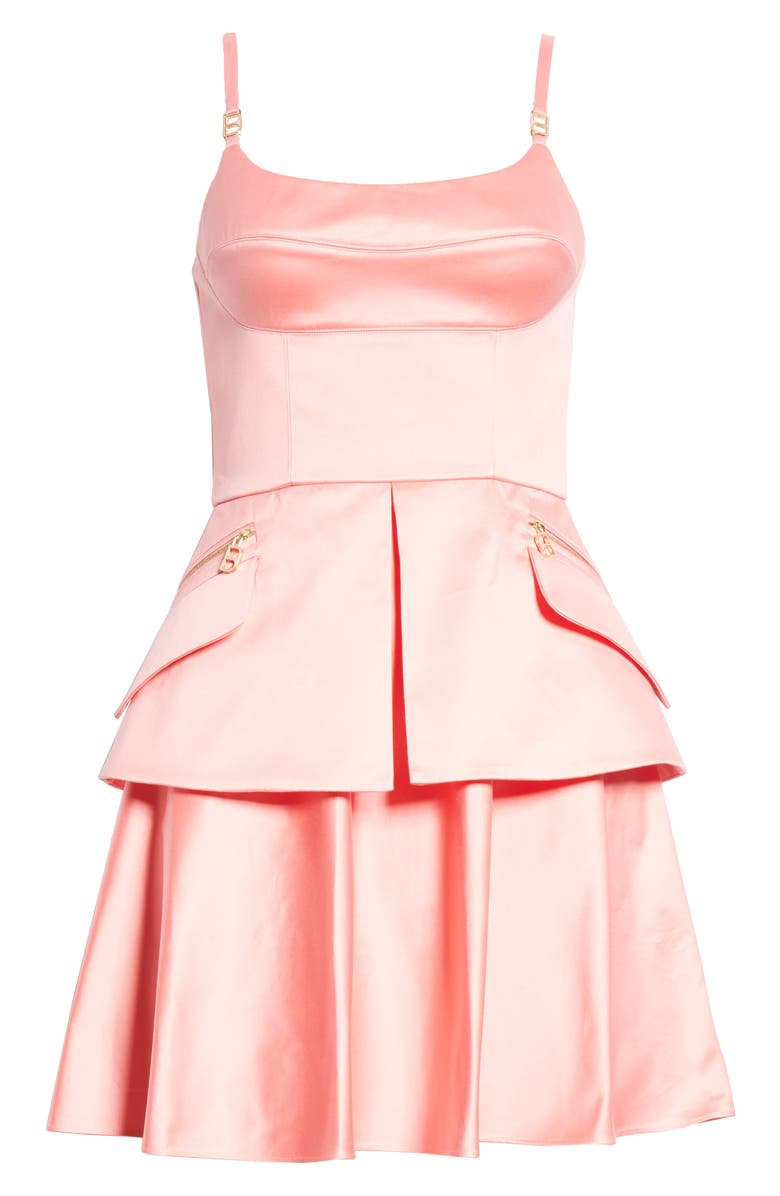 Brandon Maxwell Cotton Sateen Bustier Minidress, Alternate, color,