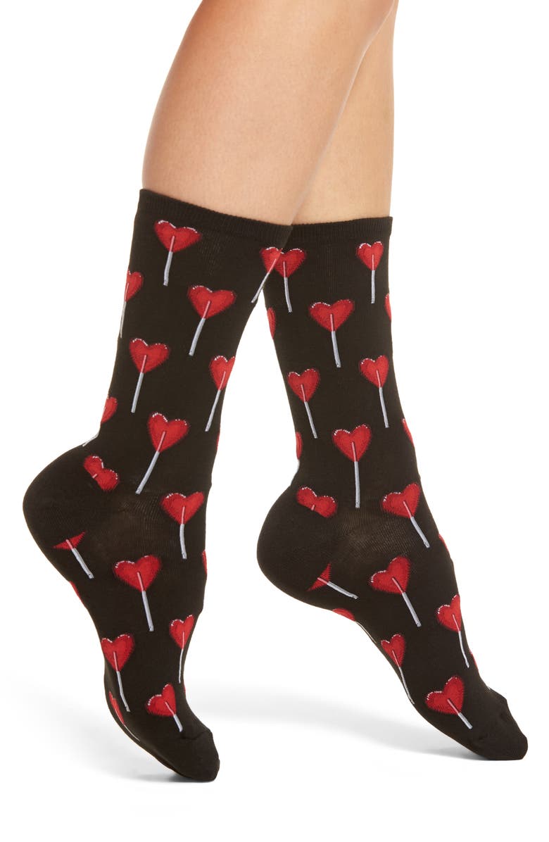 Hot Sox Heart Lollipop Crew Socks, Main, color, 