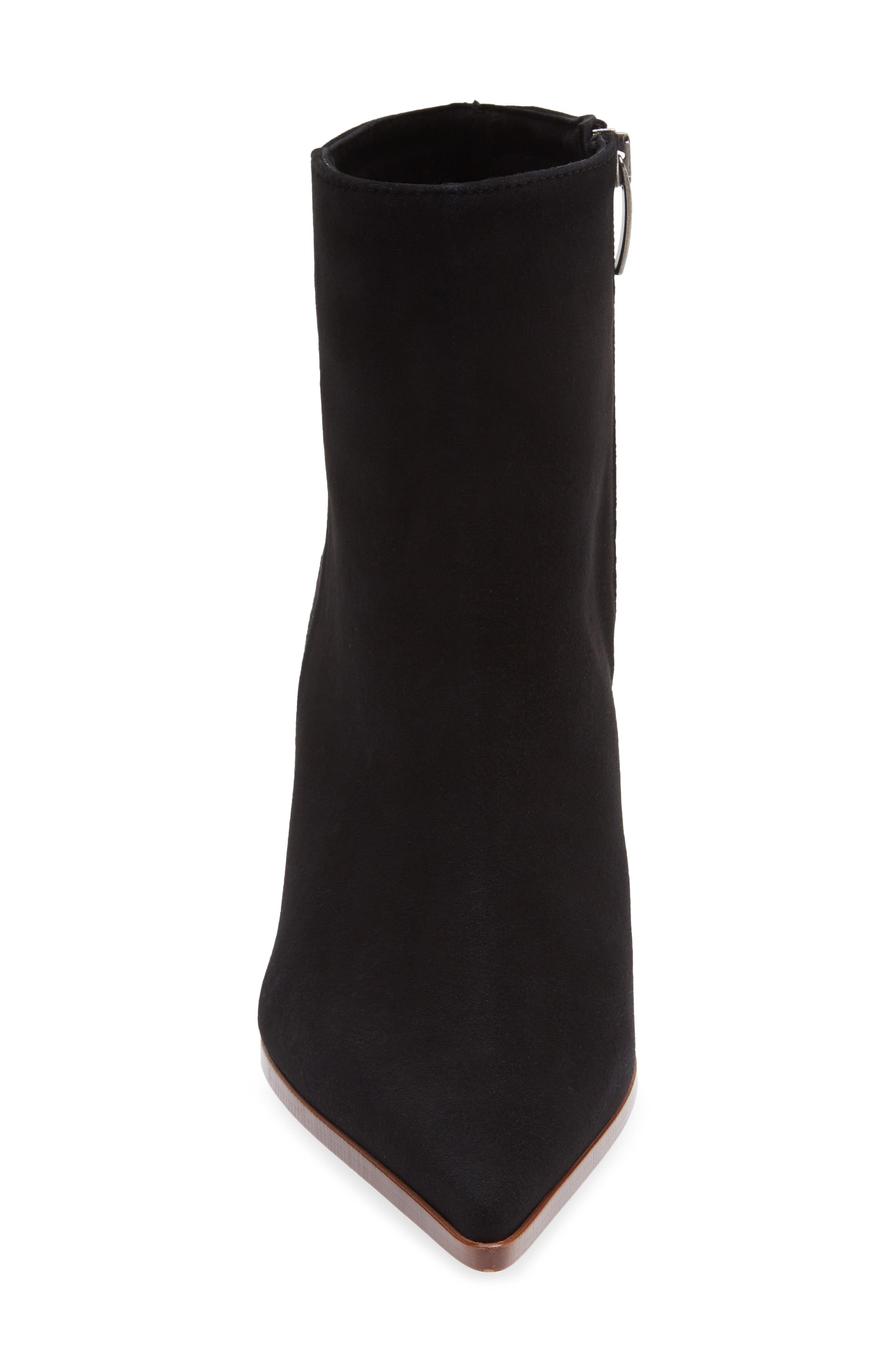 Norissa Pointed Toe Snakeskin Bootie, Alternate, color, BLACK SUEDE