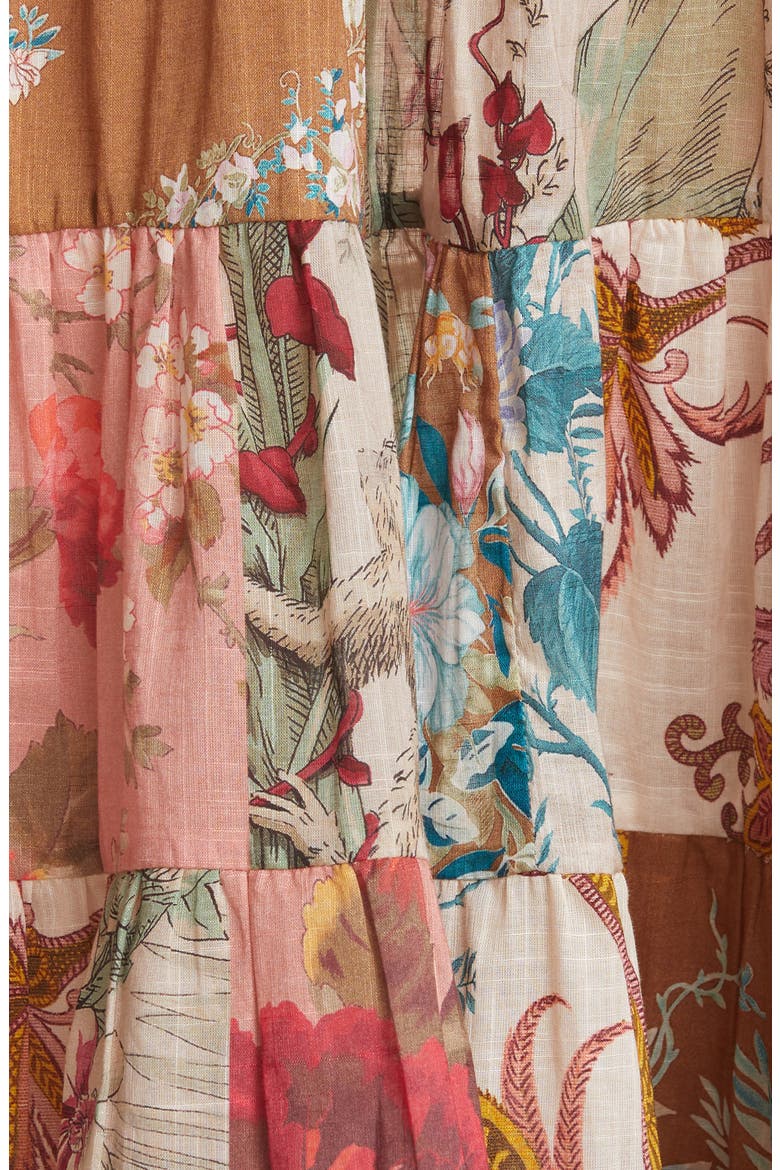 Cassia Patchwork Floral Cotton Midi Skirt, Alternate, color, PATCHWORK FLORAL