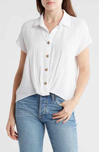 beachlunchlounge Front Tuck Front Button Gauze Shirt