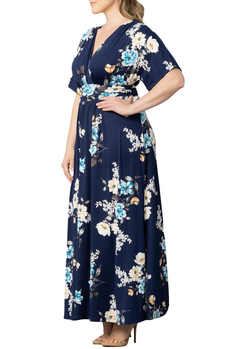 Kiyonna Vienna Maxi Dress, Alternate, color, Navy Floral Print