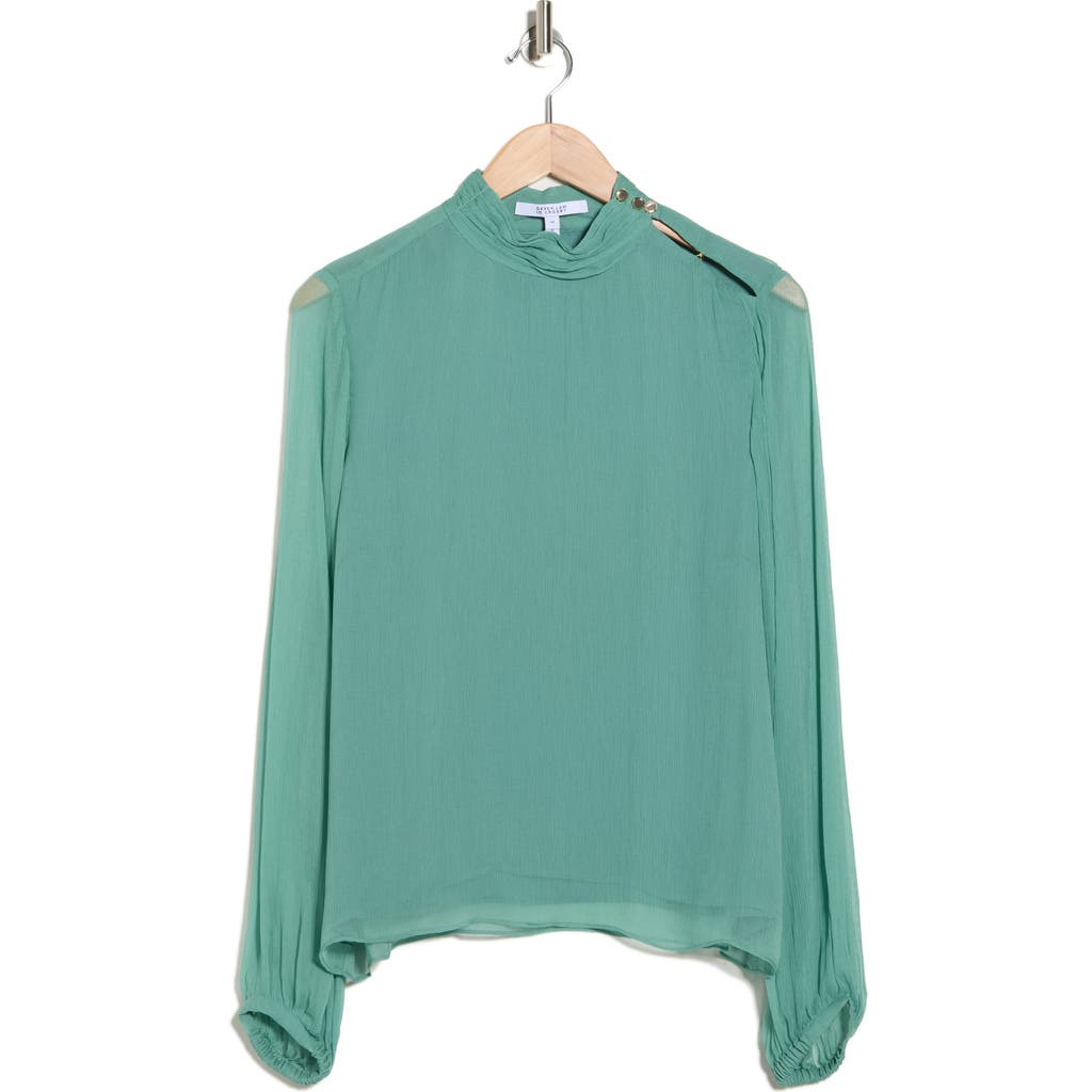 Derek Lam 10 Crosby Nadja Mock Neck Blouse In Juniper In Green