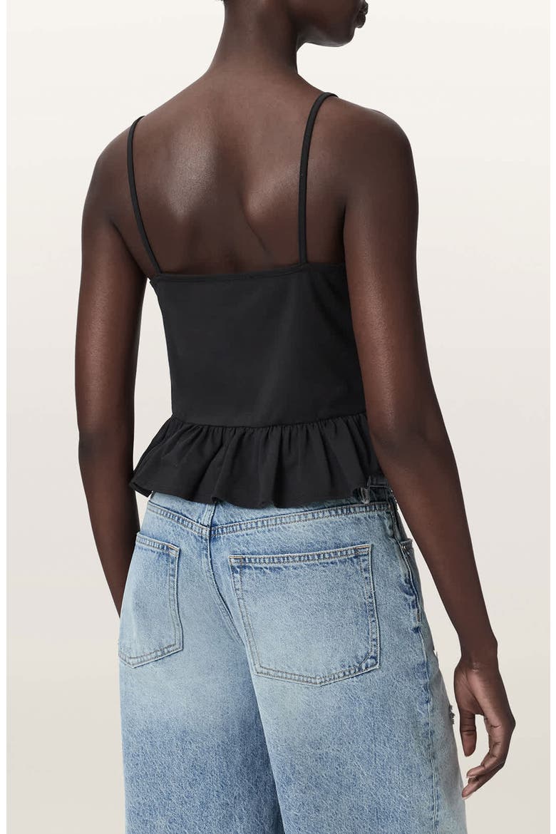 Georgia Lace Trim Peplum Camisole, Alternate, color, BLACK