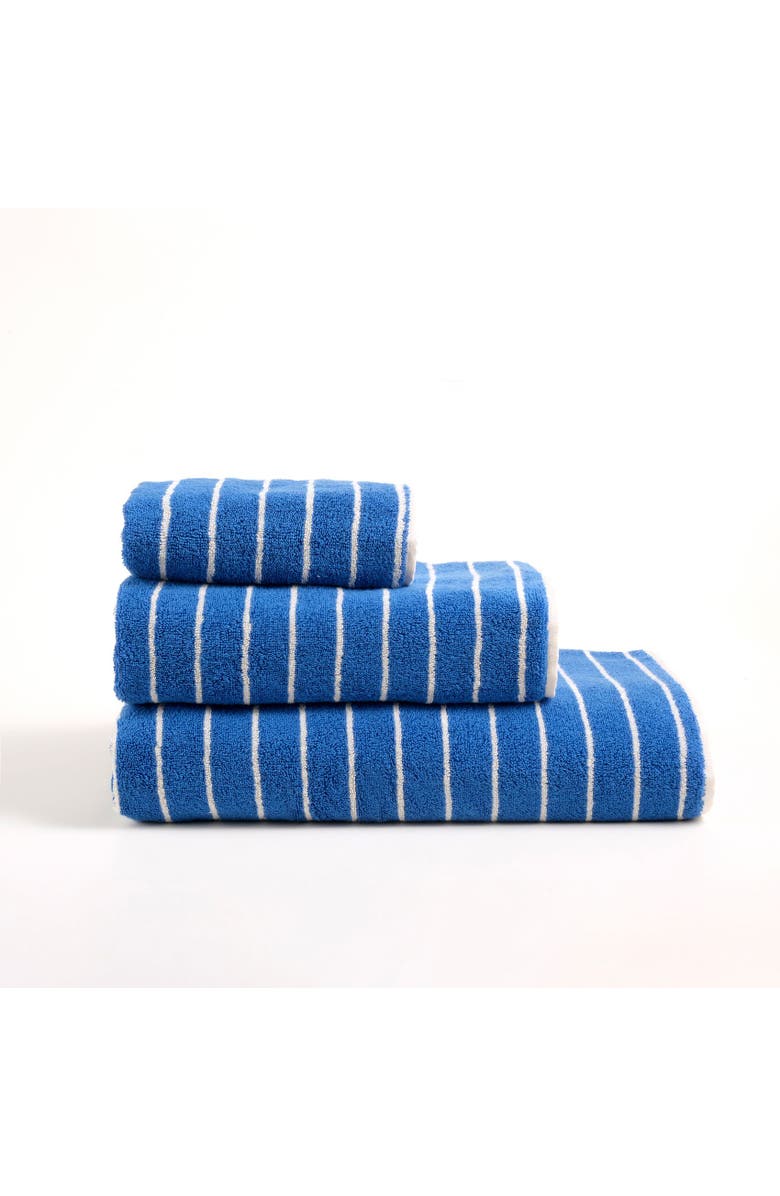 Zsa Zsa Zsu Solid Wide Striped Yarn-Dyed 100% Cotton Towel 3-Pcs Set, Main, color, Blue