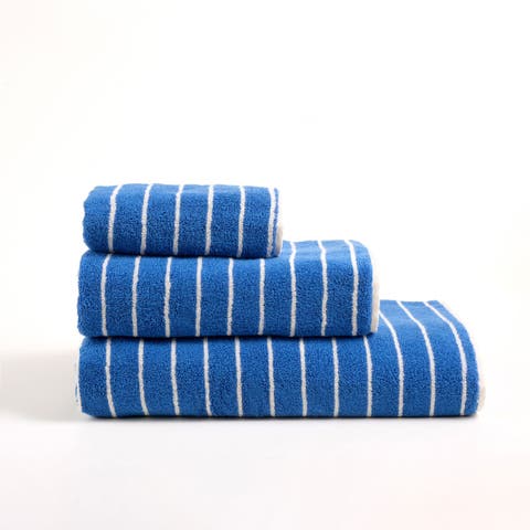 Solid Wide Striped Yarn-Dyed 100% Cotton Towel 3-Pcs Set
