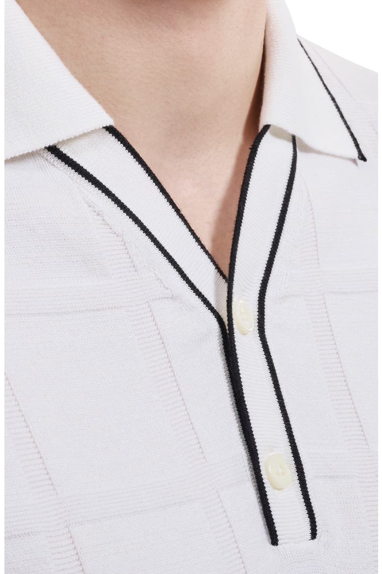 Grid Short Sleeve Cotton & Modal Sweater, Alternate, color, WHITE