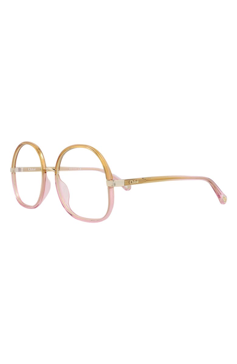 Chloé 55mm Round Optical Glasses, Alternate, color, Yellow Yellow Transparent