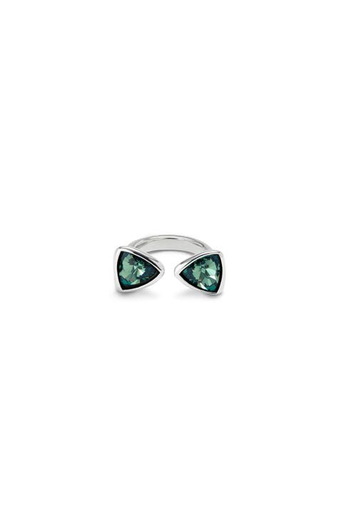 Ring with Two Green Crystals
