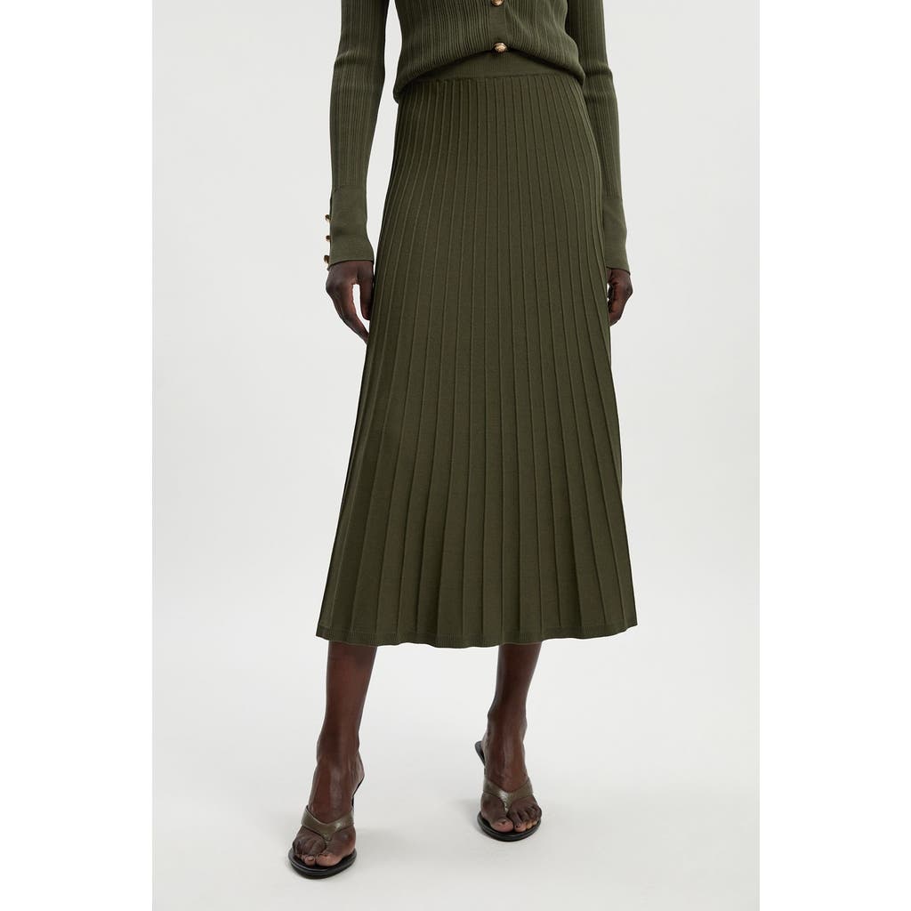 Karen Millen Textured Knit Full Midi Skirt In Green