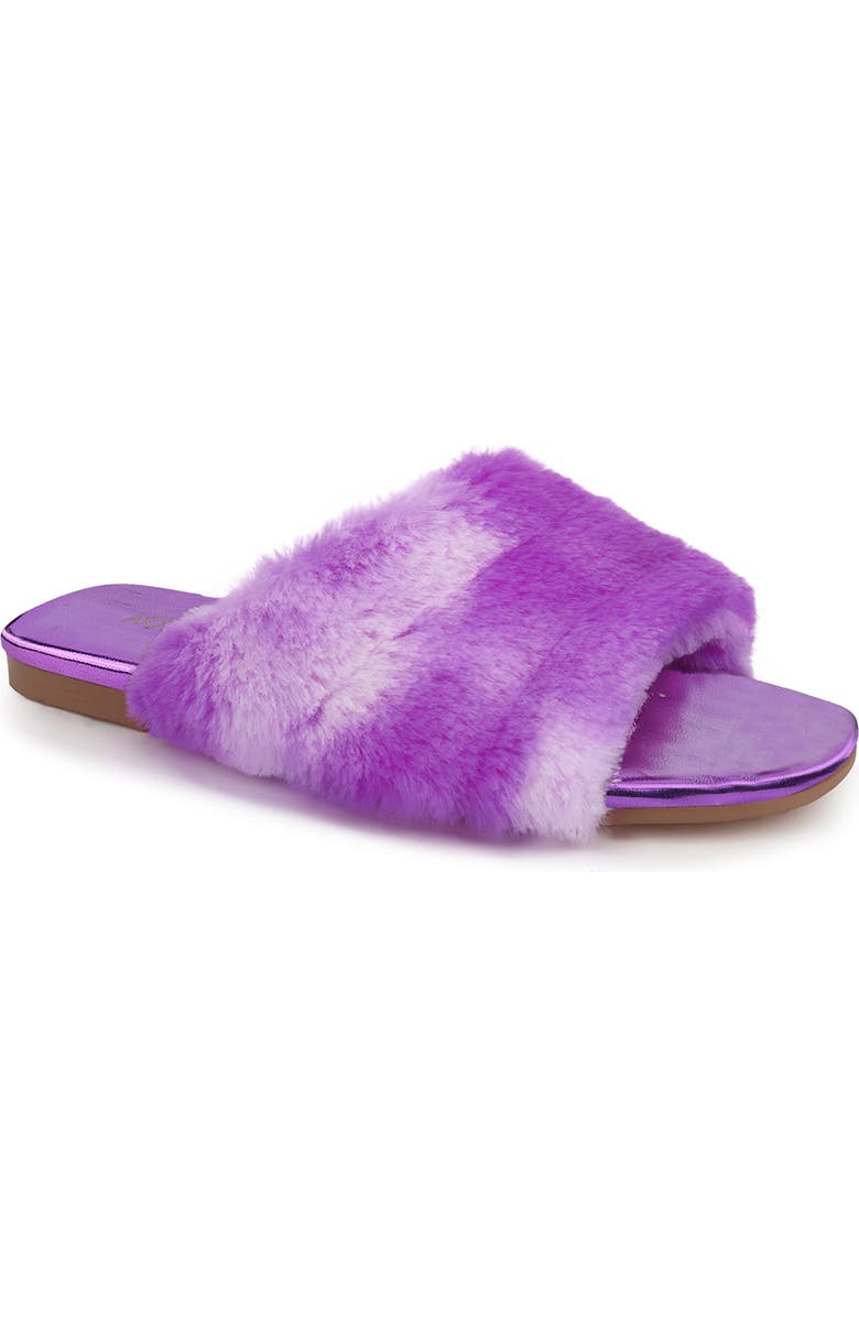 Yosi Samra Kids' Miss Nora Faux Fur Slide, Main, color, Purple