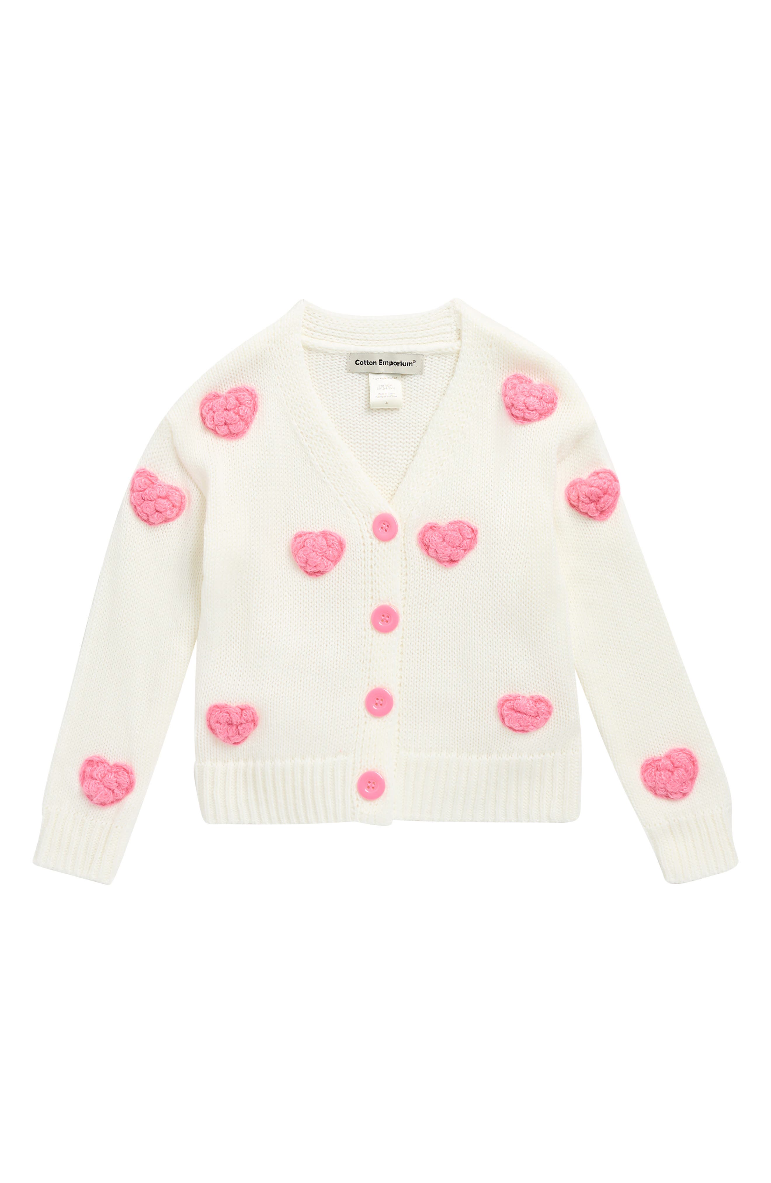 Cotton Emporium Kids' Bouclé Heart Cardigan