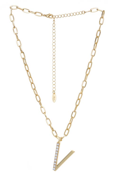Imitation Pearl Initial Pendant Necklace