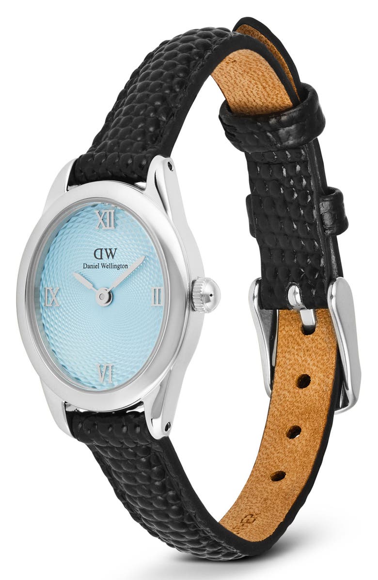 Daniel Wellington Ophelia Mini Leather Strap Watch, 22mm x 25.5mm, Alternate, color, Silver-Tone/ Blue/ Black