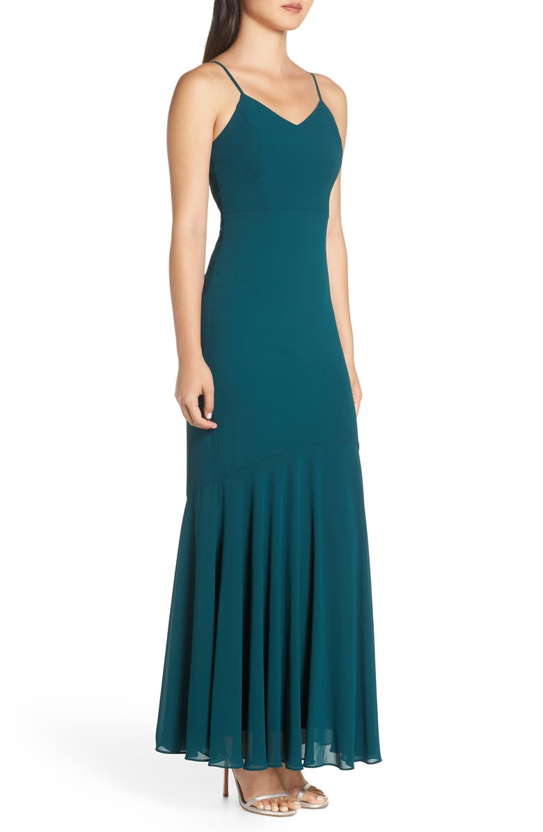 Lulus V-Neck Chiffon Gown, Alternate, color, 