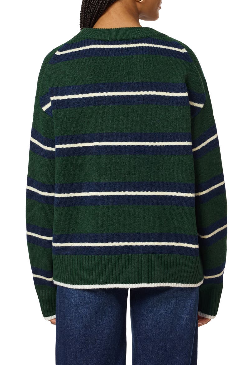 Striped Crewneck Sweater, Alternate, color, SCARAB/ OCEAN CAVERN