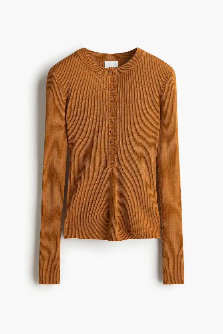 Rib-knit Top, Alternate, color, Light brown