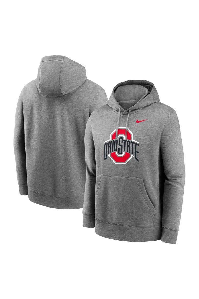 Men's Nike Heather Gray Ohio State Buckeyes Primetime Evergreen Club Fleece Pullover Hoodie, Main, color, Heather Gray
