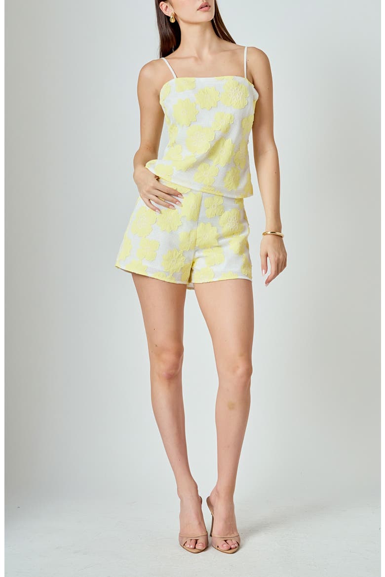 Floral-Netted Shorts, Alternate, color, WHITE/YELLOW