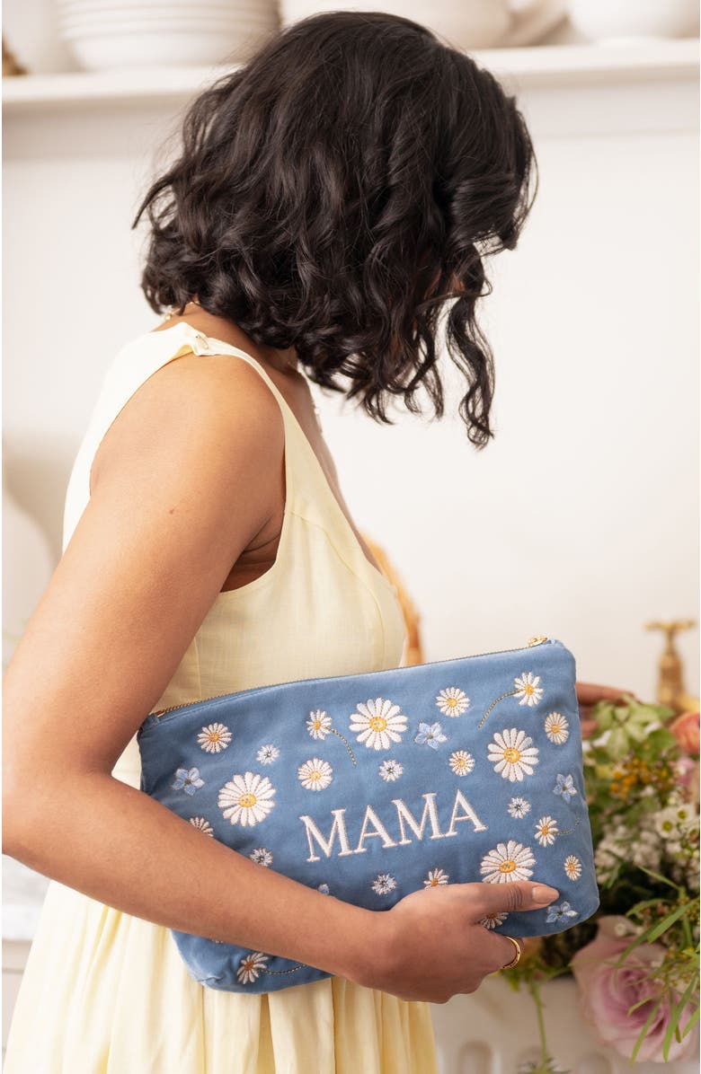 Elizabeth Scarlett Daisy Dream Mama Velvet Everyday Pouch, Alternate, color, Blue