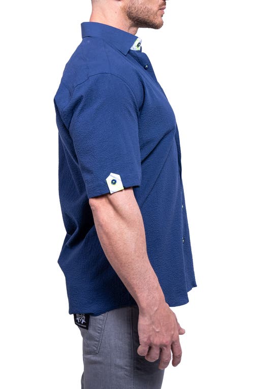 Maceoo Galileo Aristocrat Luxe Stretch Cotton Seersucker Short Sleeve Button-up Shirt