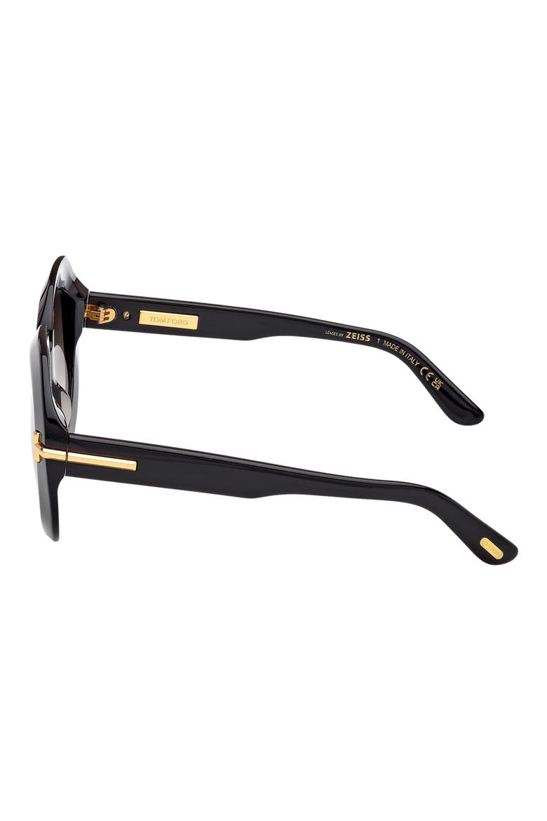 Icon 53mm Gradient Round Sunglasses, Alternate, color, SHINY BLACK / GRAD SMOKE