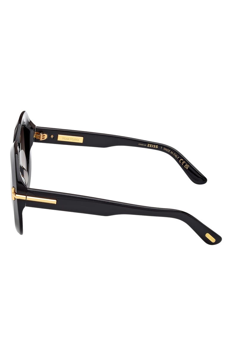 TOM FORD Icon 53mm Gradient Round Sunglasses, Alternate, color, Shiny Black / Grad Smoke