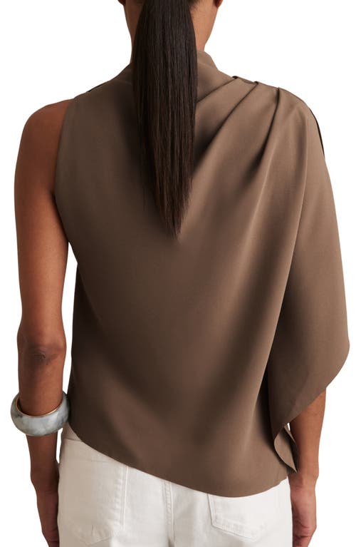 Reiss Mink One-shoulder Draped Top In Brown