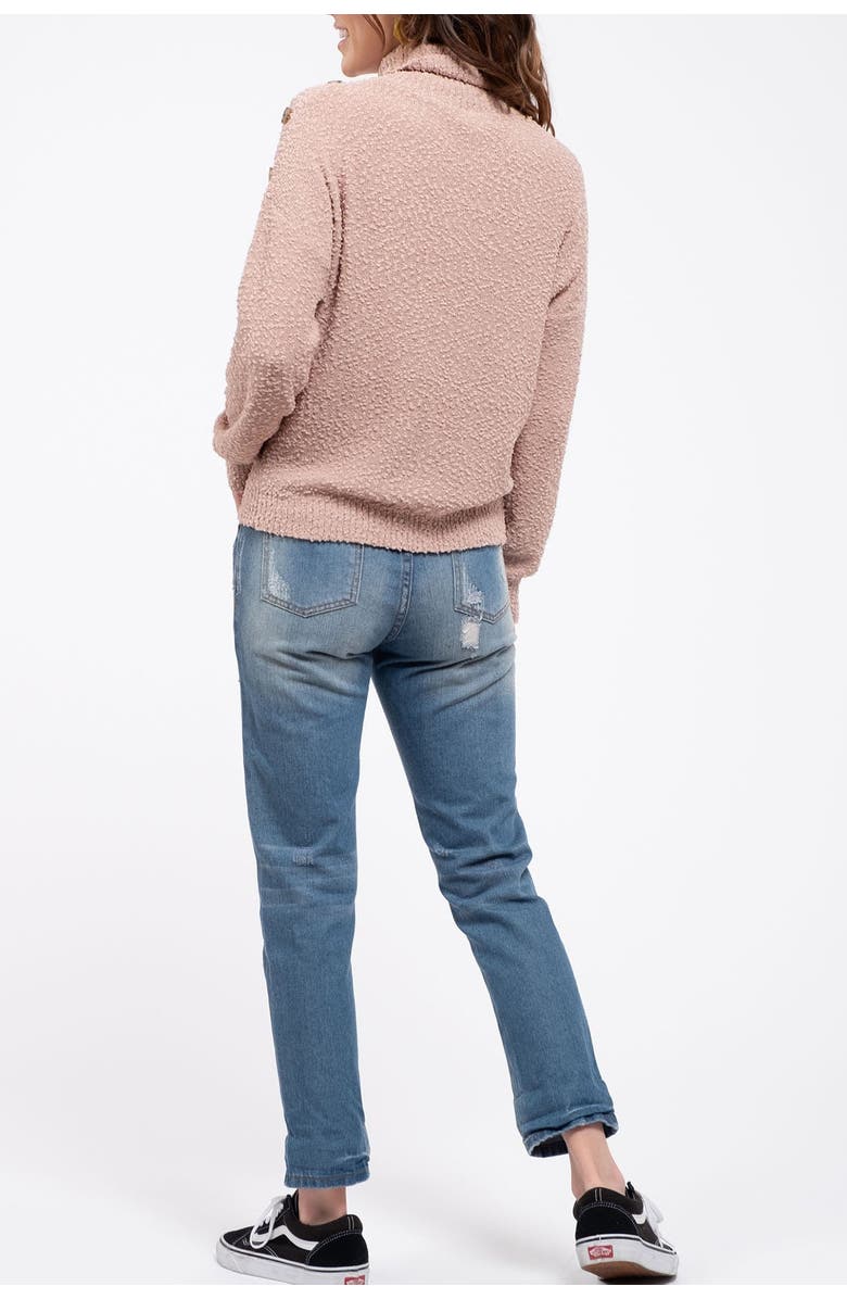 Blu Pepper Button Turtleneck Sweater, Alternate, color, 