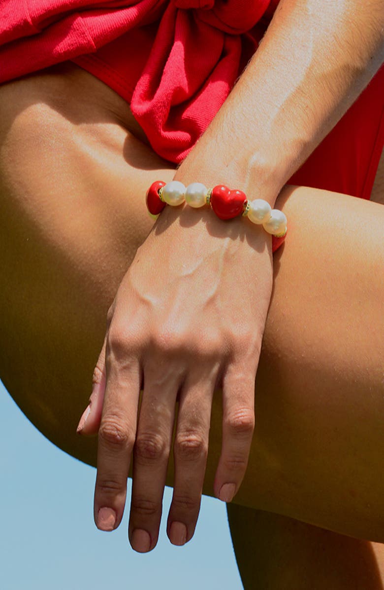 Venessa Arizaga Heart to Heart Pearl Bracelet, Alternate, color, 