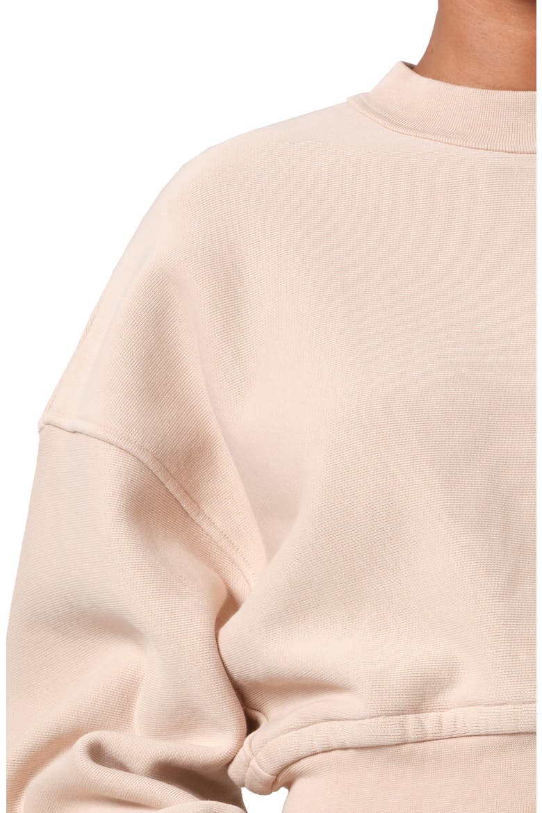 Kit Cotton Fleece Crop Sweatshirt, Alternate, color, WAFER (DUSTY NUDE PEACH)