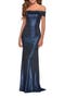 Metallic Jersey Long Off the Shoulder Prom Dress
