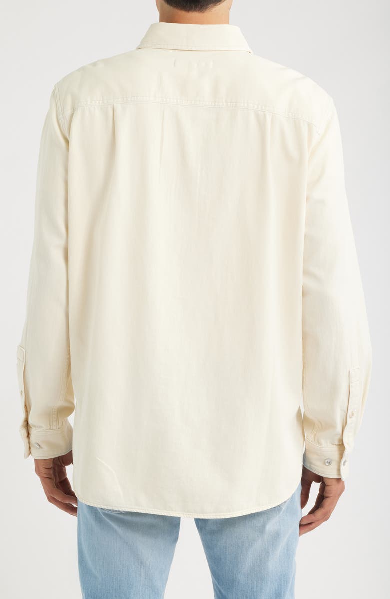 rag & bone Cotton Twill Long Sleeve Polo, Alternate, color, Ecru