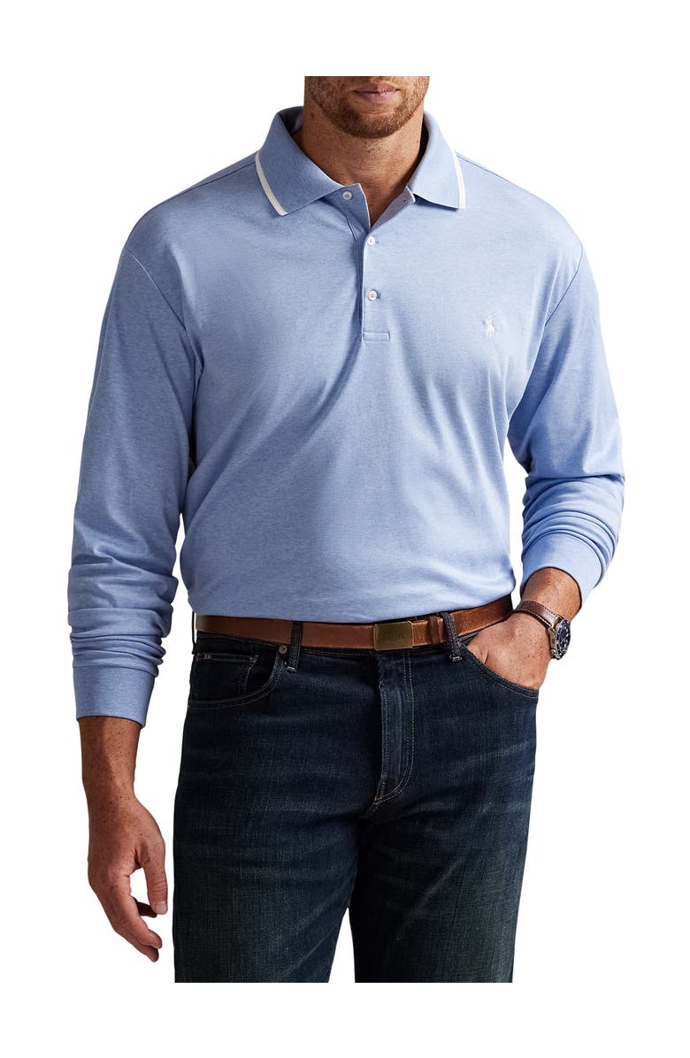 Polo Ralph Lauren Big & Tall Long-Sleeve Polo Shirt, Main, color, Isle Heather