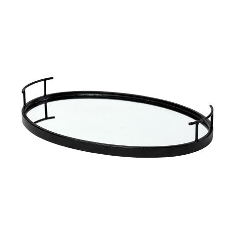 Ansel Metal Mirrored Bottom Oval Serving Tray