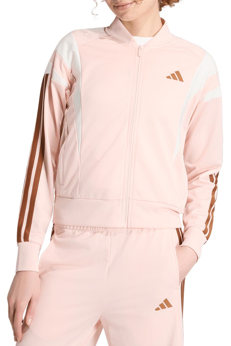3-Stripes Fashion Tracktop Bomber Jacket, Main, color, BLUSH PINK/ DUSKY BRONZE