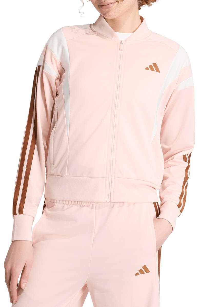 adidas 3-Stripes Fashion Tracktop Bomber Jacket, Main, color, Blush Pink/ Dusky Bronze