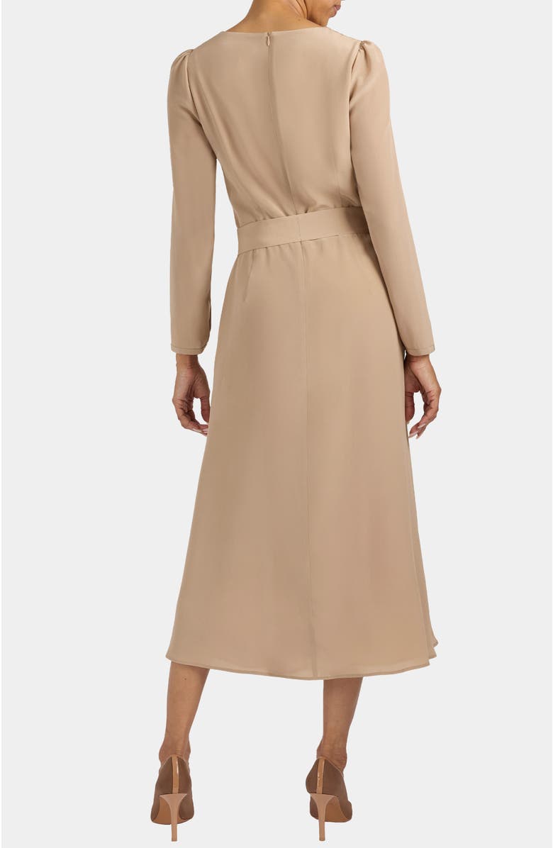 Santorelli Piper Long Sleeve Cowl Neck Silk Dress, Alternate, color, Hazelwood