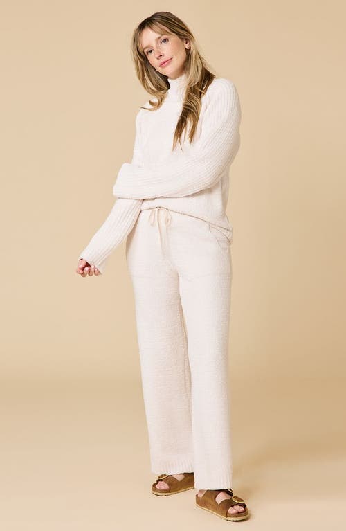 Softies Solid Marshmallow Rib Mock Neck With Long Pant In White
