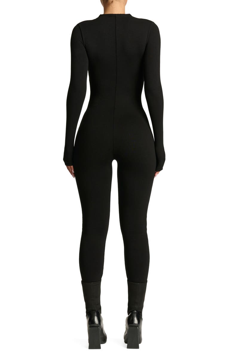 Naked Wardrobe Quarter Zip Jumpsuit, Alternate, color, Black