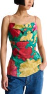 Balmain Printed crepe de Chine top with thin straps