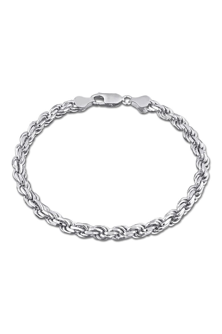 Diamond Cut Rope Chain Bracelet, Main, color, SILVER