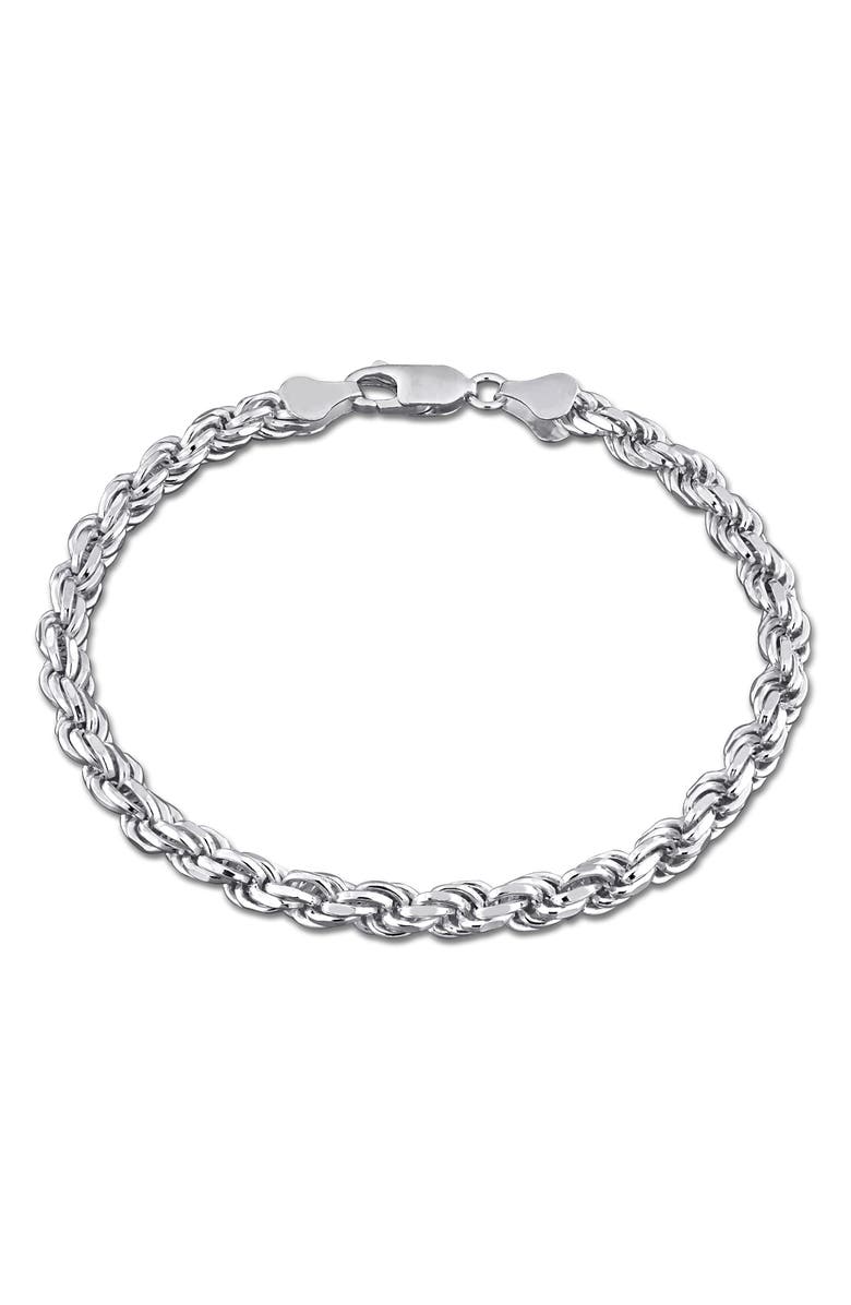 DELMAR Diamond Cut Rope Chain Bracelet, Main, color, Silver