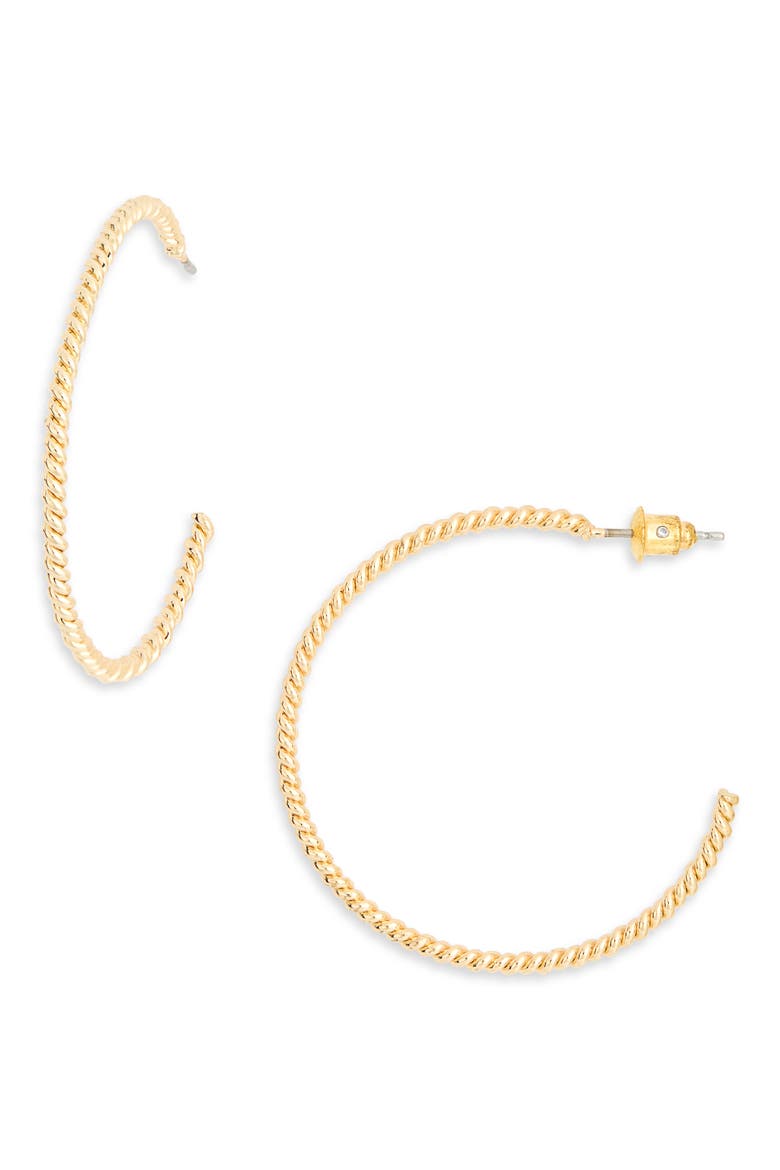 Thin Twisted Hoop Earrings, Main, color, GOLD