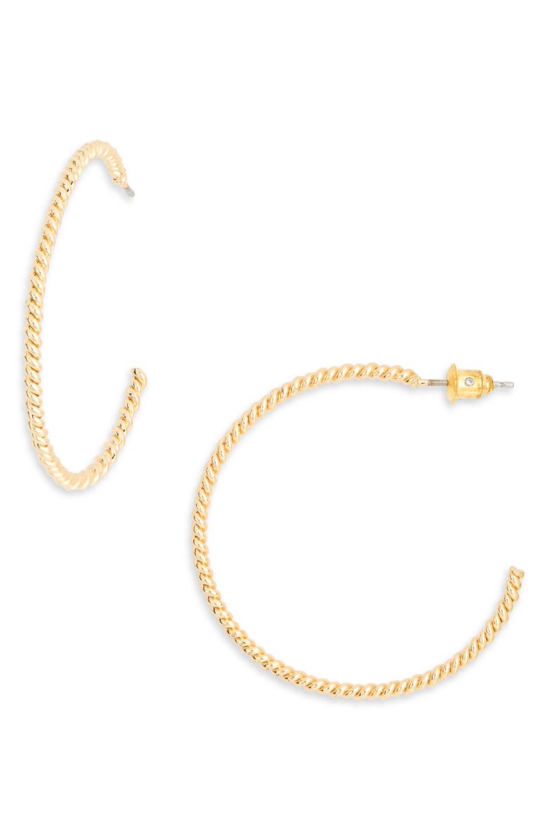NORDSTROM RACK Thin Twisted Hoop Earrings, Main, color, Gold